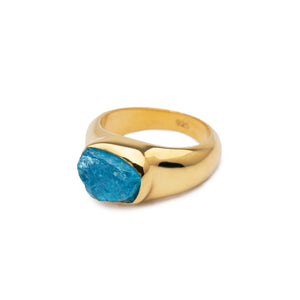 The ANIMA Ring Blue Apatite Gold Plated