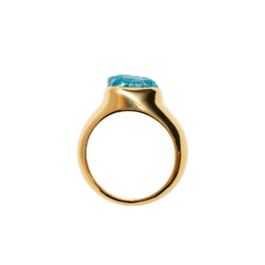 The ANIMA Ring Blue Apatite Gold Plated