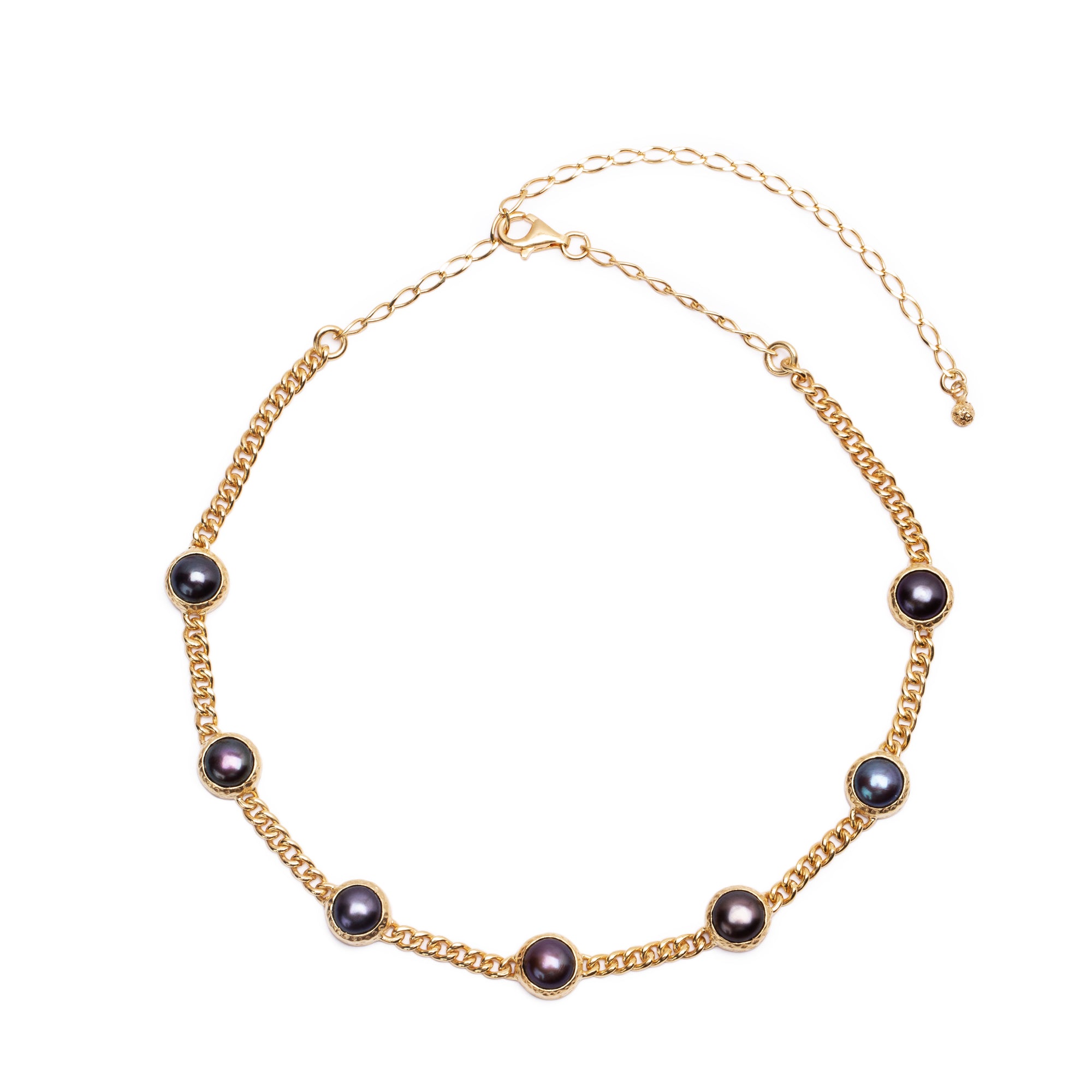 The POEM Choker Black Pearls Gold Plated