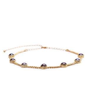 The POEM Choker Black Pearls Gold Plated